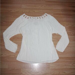 Sundance Cream Blouse with Cut-Out Neckline
